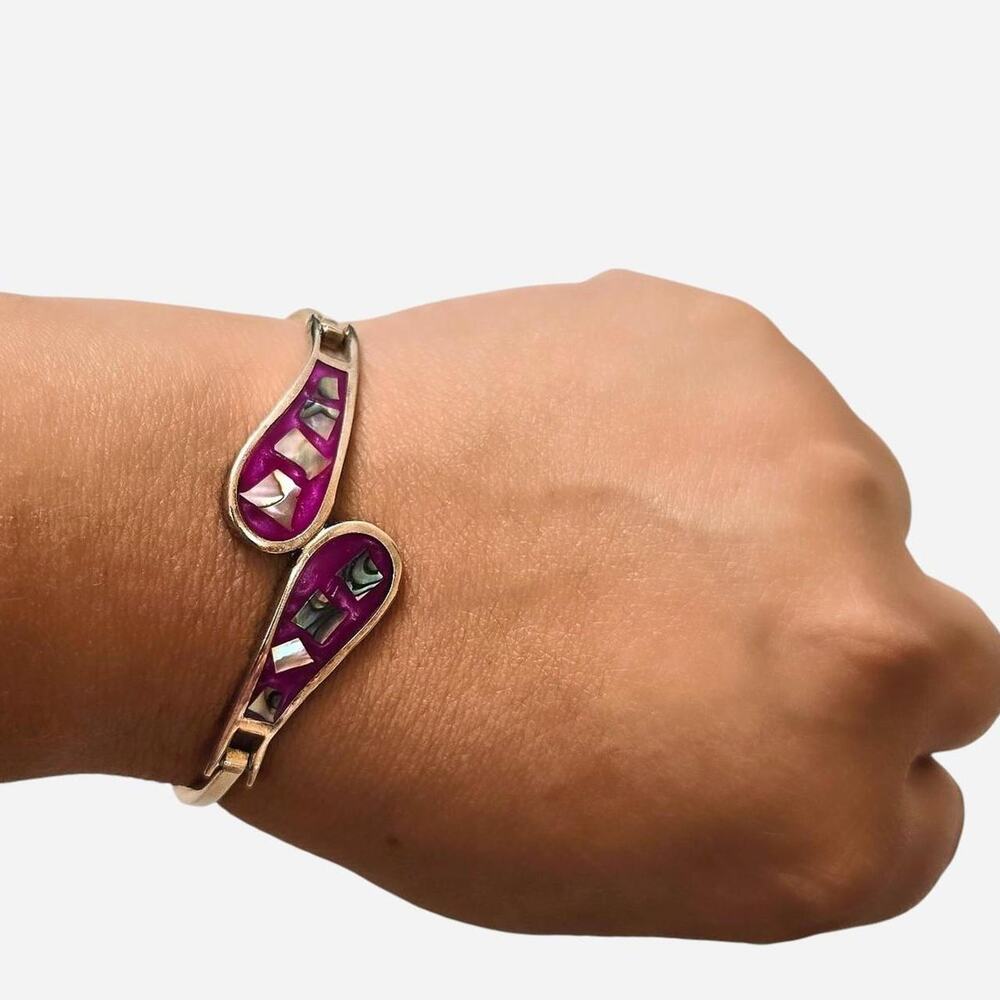 Vintage Mexican Apaca silver hinge bangle